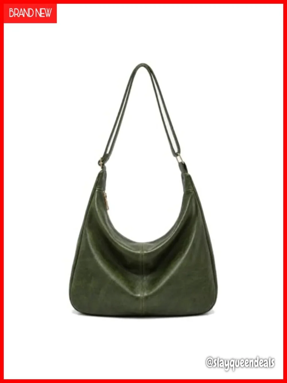 Vegan Leather Hobo Bag Soft Slouchy Shoulder Handbag Zipper Work Tote Travel